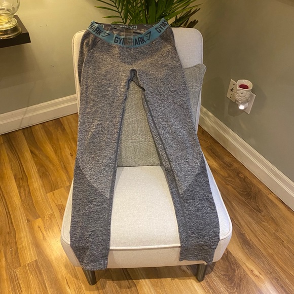 Gymshark Pants - Gymshark Flex Leggings - Charcoal Marl/Dusky Teal